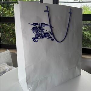 Burberry White Bag with Blue Equestrian Logo